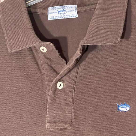 Southern Tide skipjack polo brown size XXL 2 button - Picture 3 of 6
